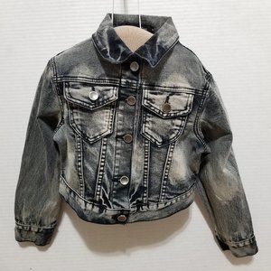 Papaya jacket Small aged acid stone wash denim jean button front edgy stretch